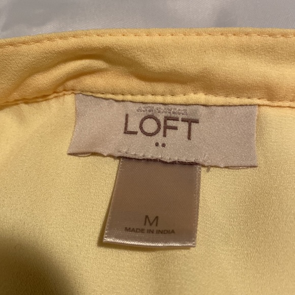 Loft -size M Butter yellow chiffon type semi sheer popover top - Picture 2 of 7